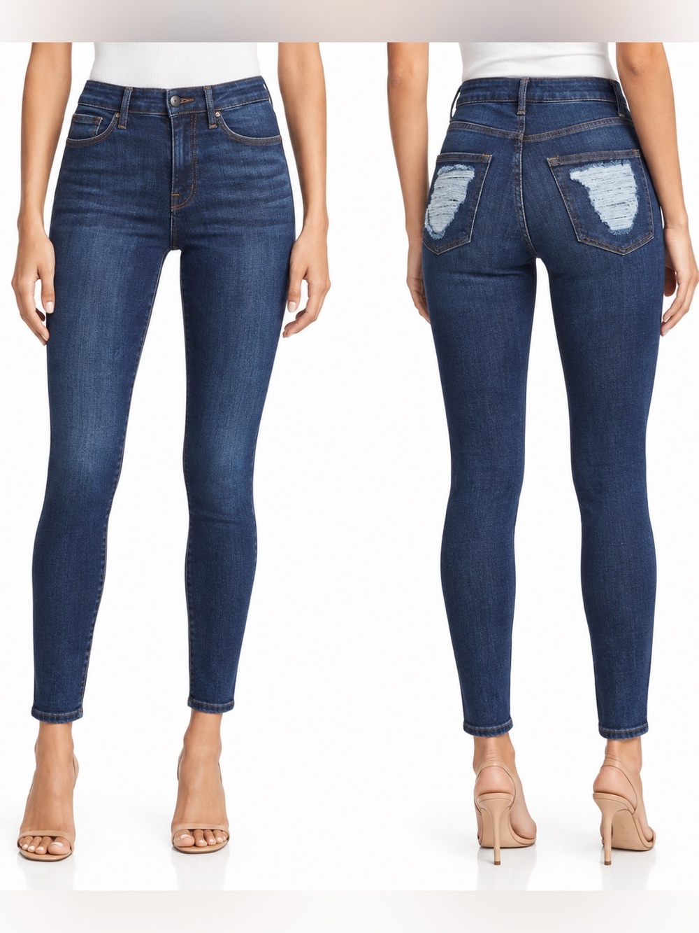 Good American Good Waist w Chewed‎ Back Pockets